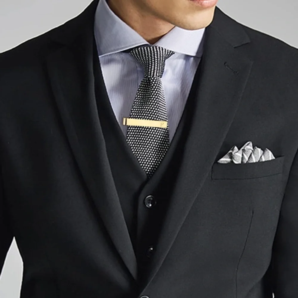 Elegant Gold Cufflink, money clip and Tie Clip Set - letter F